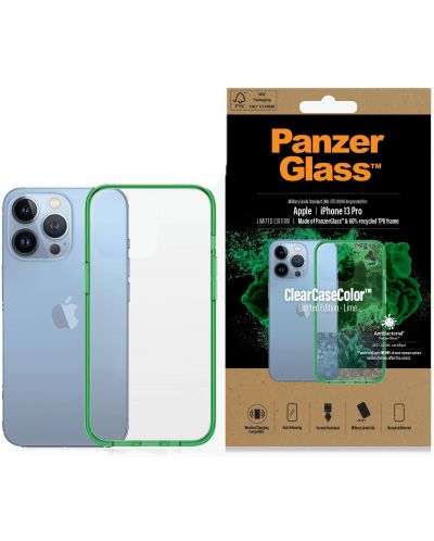 Калъф PanzerGlass - ClearCase, iPhone 13 Pro, прозрачен/зелен - 3