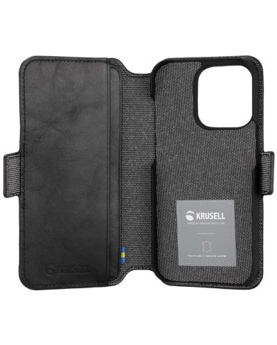 Калъф Krusell - Leather Phone Wallet, iPhone 14 Pro, черен - 4
