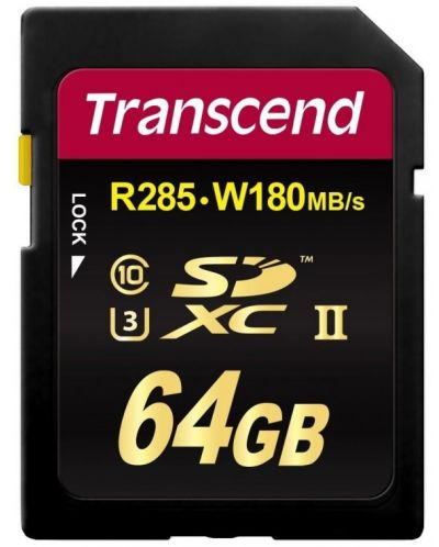 Карта памет Transcend - 64GB, SDXC UHS-II, Class10 U3 V90 - 1