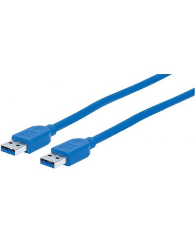 Кабел Manhattan - SuperSpeed, USB-A/USB-A, 1.8 m, син - 1