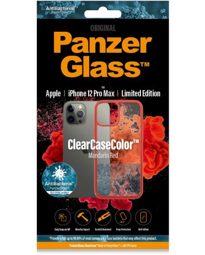 Калъф PanzerGlass - Clear, iPhone 12 Pro Max, прозрачен/червен - 2