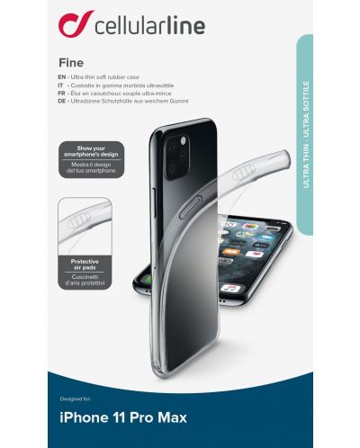 Калъф Cellularline - Fine, iPhone 11 Pro Max, прозрачен - 2