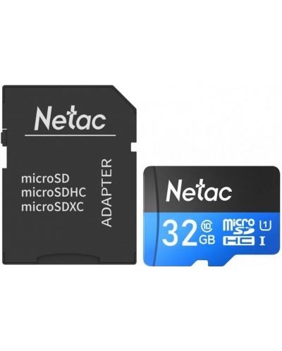 Карта памет Netac - 32GB, microSDHC, Class10 + адаптер - 1