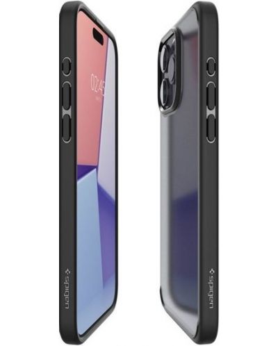 Калъф Spigen - Ultra Hybrid, iPhone 15 Pro, Frost Black - 5