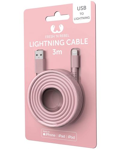Кабел Fresh N Rebel - USB-A/Lightning, 3 m, розов - 2