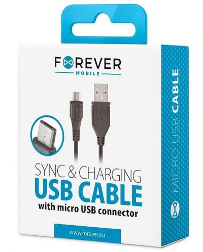 Кабел Forever - 3242, USB-A/Micro USB, 1 m, черен - 2