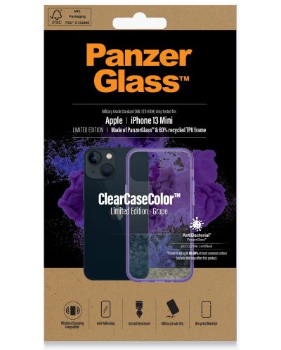 Калъф PanzerGlass - ClearCase, iPhone 13 mini, прозрачен/лилав - 4