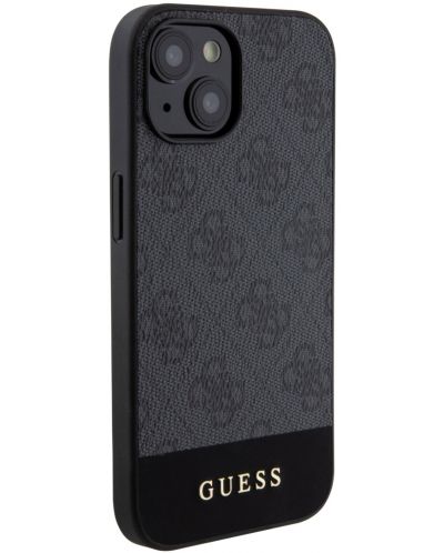 Калъф Guess - PU 4G Stripe, iPhone 15, MagSafe, черен - 4