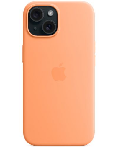 Калъф Apple - Silicone MagSafe, iPhone 15, Orange Sorbet - 7