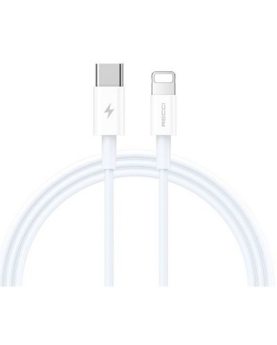 Кабел Recci- RS06CL, USB-C/Lightning, 1 m, бял - 1