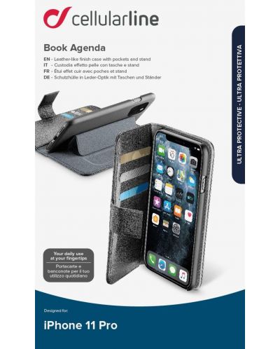 Калъф Cellularline - Book Agenda, iPhone 11 Pro, черен - 4