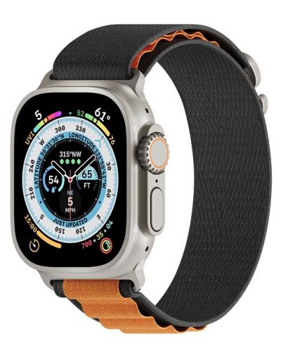 Каишка Next One - Adventure Loop, Apple Watch, 45/49 mm, черна/оранжева - 1