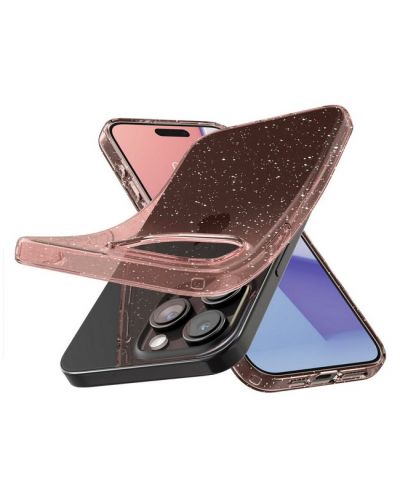 Калъф Spigen - Liquid Crystal Glitter, iPhone 15 Pro Max, Rose Quartz - 3