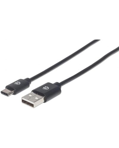Кабел Manhattan - 2075100156, USB-A/USB-C, 0.5 m, черен - 1