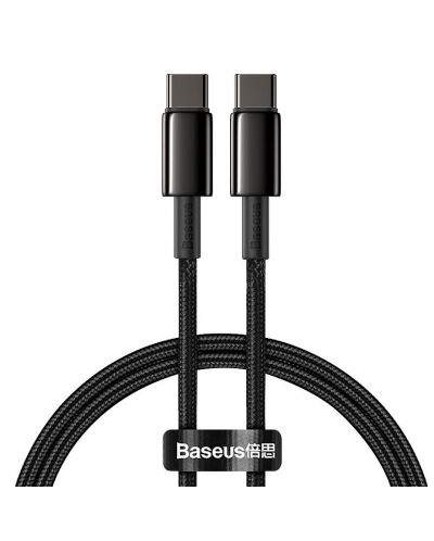 Кабел Baseus - Tungsten, USB-C/USB-C, 2 m, черен - 1