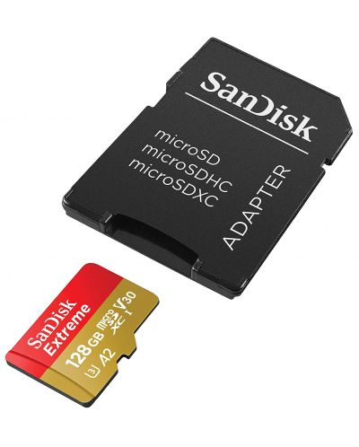 Карта памет SanDisk - Extreme, 128GB, microSDXC, UHS-I + адаптер - 4