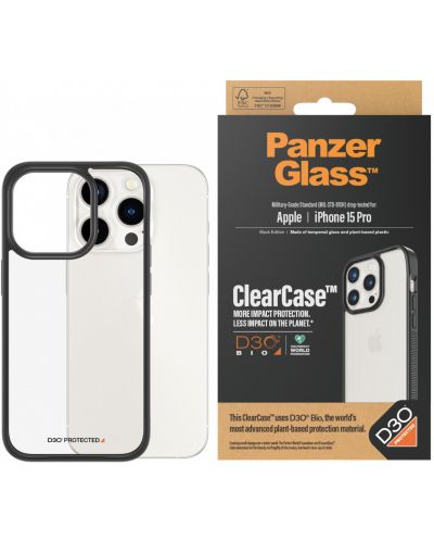 Калъф PanzerGlass - ClearCase D3O, iPhone 15 Pro, черен - 1