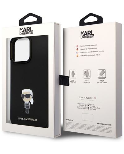Калъф Karl Lagerfeld - Liquid Silicone Metal Ikonik Case, iPhone 15 Pro Max, черен - 3