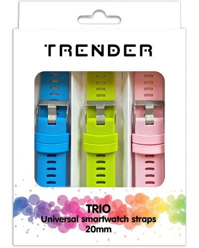 Каишки Trender - Trio Bundle, 20 mm, 3 броя, розова/синя/зелена - 1