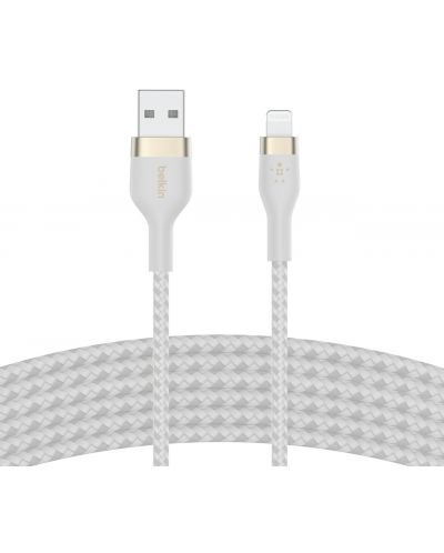 Кабел Belkin - Boost Charge, USB-A/Lightning, Braided silicone, 3 m, бял - 4