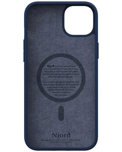 Калъф Njord - Salmon Leather MagSafe, iPhone 15 Plus, син - 3