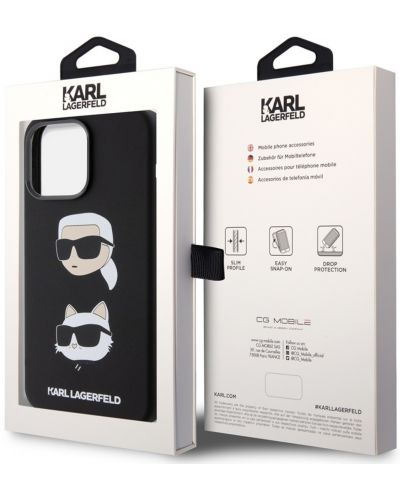 Калъф Karl Lagerfeld - Liquid Silicone Saffiano Choupette Head, iPhone 15 Pro, черен - 3