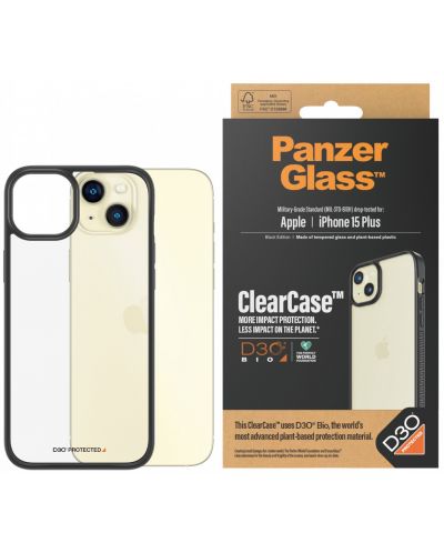 Калъф PanzerGlass - ClearCase D3O, iPhone 15 Plus, черен - 1