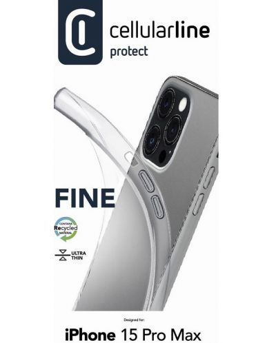 Калъф Cellularline - Fine, iPhone 15 Pro Max, прозрачен - 4