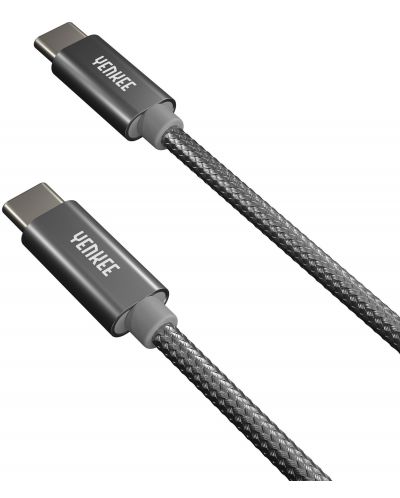 Кабел Yenkee - 2075100314, USB-C/USB-C, 1 m, сив - 2