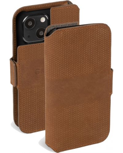 Калъф Krusell - Leather Wallet, iPhone 13 mini, кафяв - 1