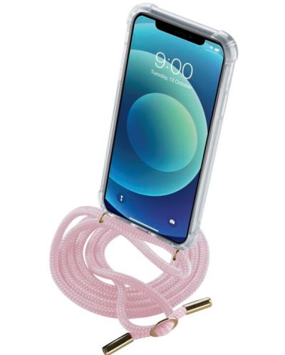 Калъф Cellularline - Neck Strap, iPhone 12 mini, розов - 1