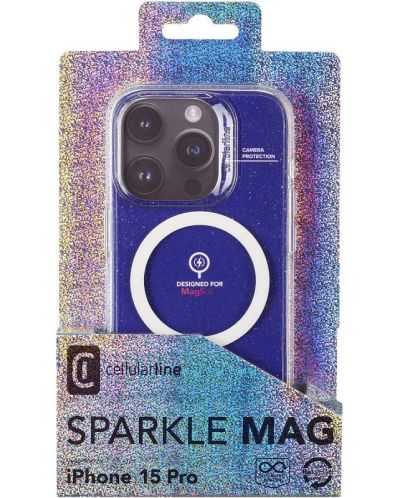 Калъф Cellularline - Sparkle Mag, iPhone 15 Pro, прозрачен - 2