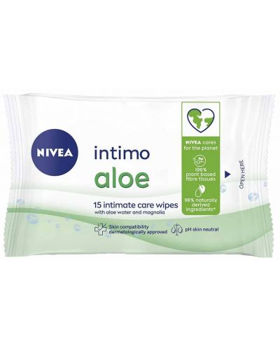 Nivea Кърпички за интимна хигиена Aloe Water, 15 броя - 1