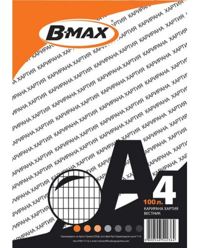 Карирана хартия B-MAX - A4, вестник, 100 листа - 1