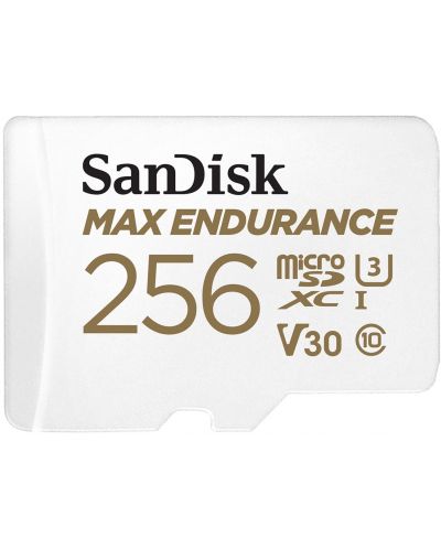 Карта памет SanDisk - Max Endurance, 256GB, microSDXC + адаптер - 1