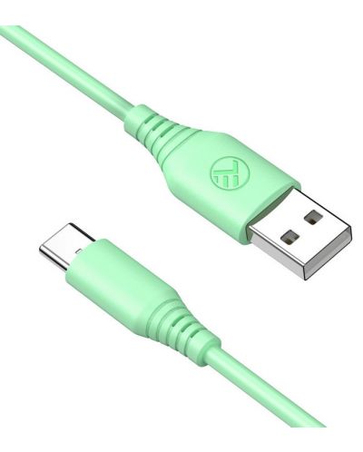 Кабел Tellur - TLL155401, USB-A/USB-C, 1 m, зелен - 2