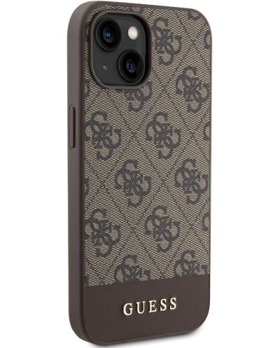 Калъф Guess - PU 4G Stripe, iPhone 15, MagSafe, кафяв - 4