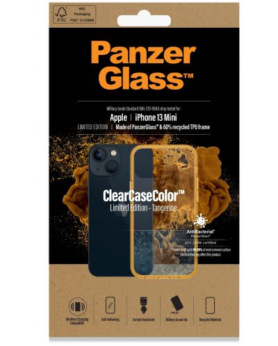 Калъф PanzerGlass - ClearCase, iPhone 13 mini, прозрачен/оранжев - 4