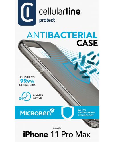Калъф Cellularline - Microban Antibacterial, iPhone 11 Pro Max, черен - 3
