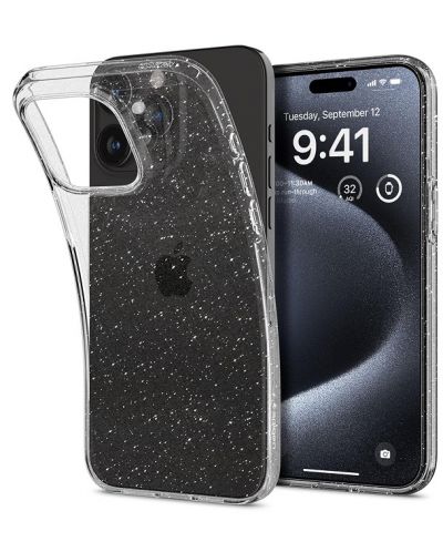 Калъф Spigen - Liquid Crystal Glitter, iPhone 15 Pro, Crystal Quartz - 1