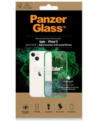 Калъф PanzerGlass - ClearCase, iPhone 13/14, прозрачен/зелен - 4