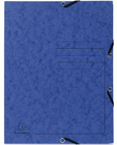 Картонена папка Exacompta - с ластик и 3 капака, синя - 1