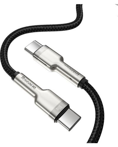 Кабел Baseus - Cafule, USB-C/USB-C, 1 m, черен/сребрист - 2