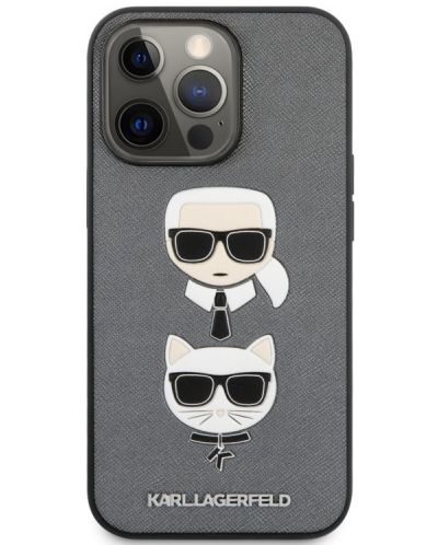 Калъф Karl Lagerfeld - Saffiano K and C, iPhone 13 Pro, сребрист - 1