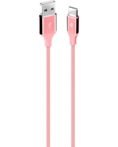 Кабел ttec - AlumiCable, USB-A/USB-C, 1.2 m, светлорозов - 1