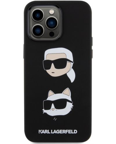 Калъф Karl Lagerfeld - Liquid Silicone Saffiano Choupette Head, iPhone 15 Pro, черен - 2