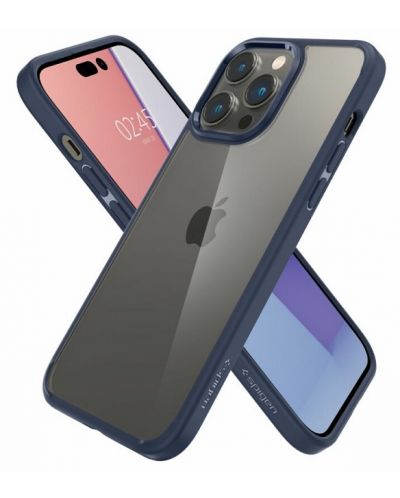 Калъф Spigen - Ultra Hybrid, iPhone 14 Pro, прозрачен/син - 2