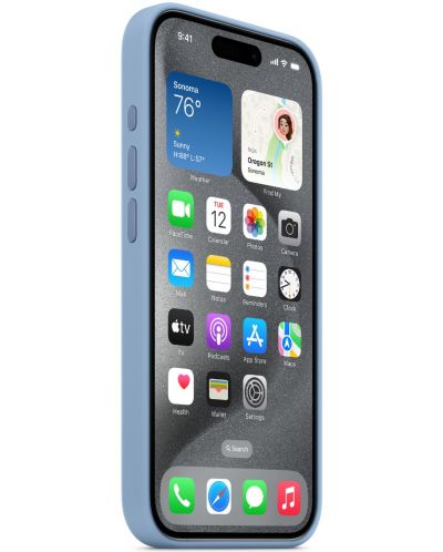 Калъф Apple - Silicone MagSafe, iPhone 15 Pro, Winter Blue - 3