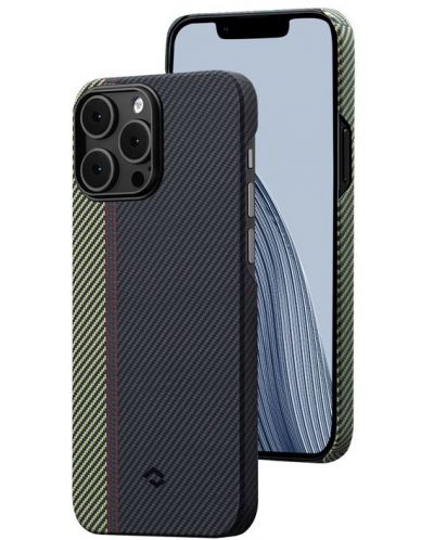 Калъф Pitaka - Fusion Weaving MagEZ Case 3, iPhone 14 Pro Max, черен/зелен - 1