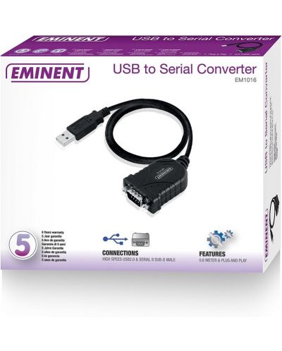 Кабел Ewent - EM1016, USB-A/RS232 9 pin, 0.6 m, черен - 4